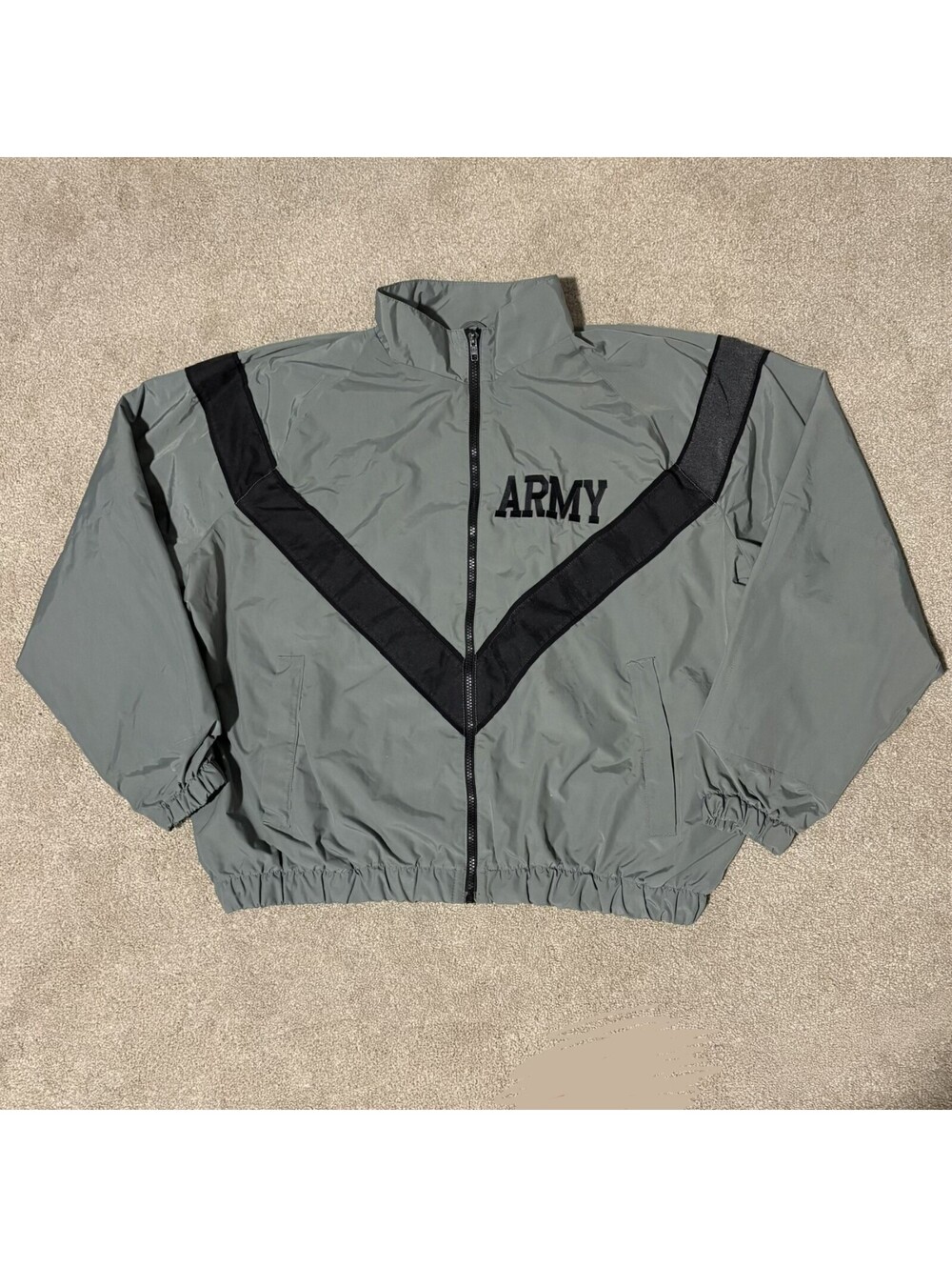 Skilcraft US Army PFU Jacket Mens Sz M Reg Gray-Green Nylon Full Zip Vented JWOD